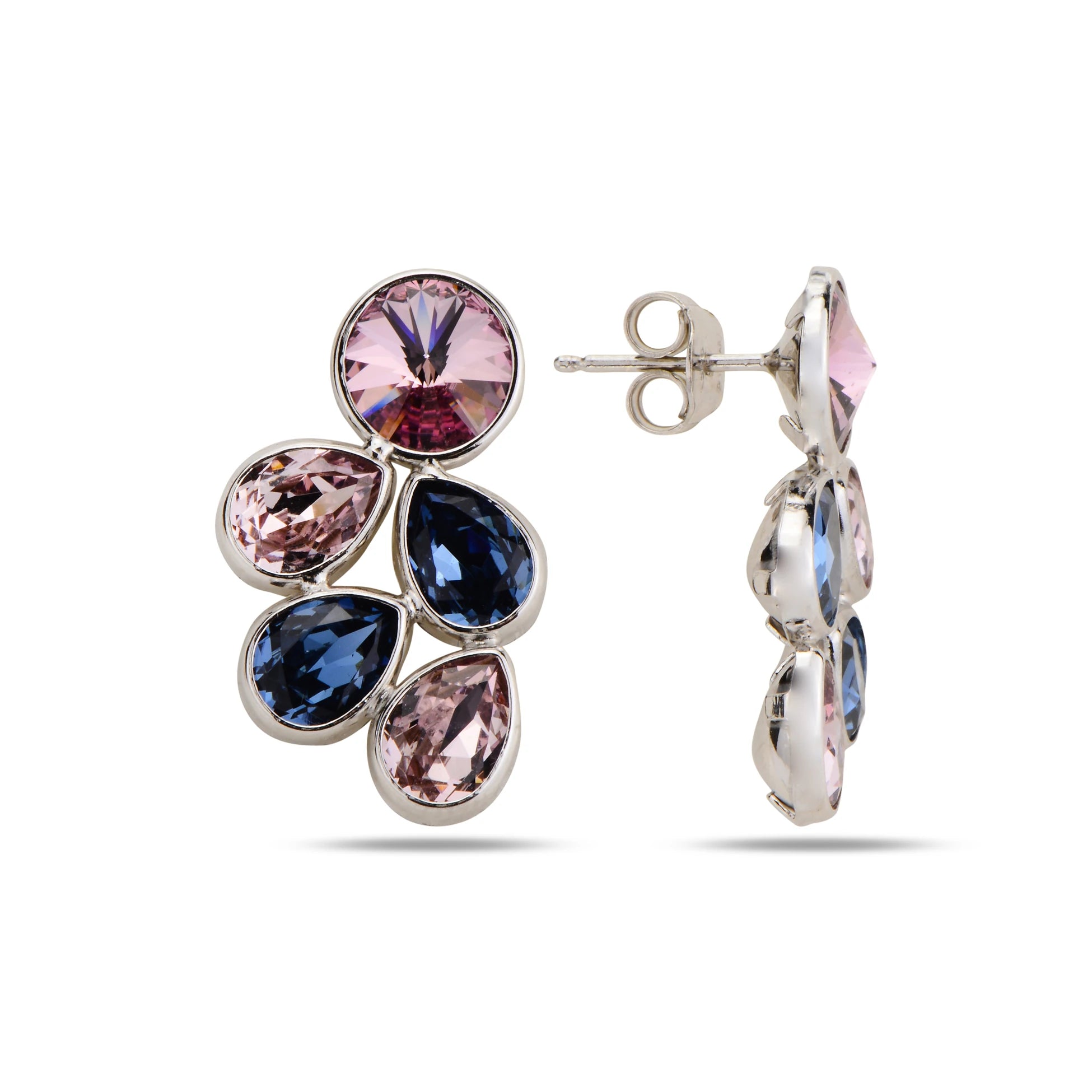 Boucles d'oreilles pendantes Salacia Blue Crystal en forme de créole - Design Couronne