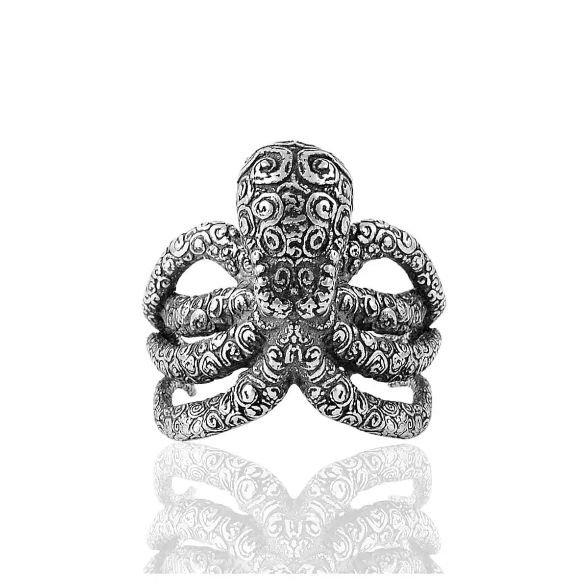 Sterling Silver Octopus Ring - Handcrafted Ocean-Inspired Statement Piece