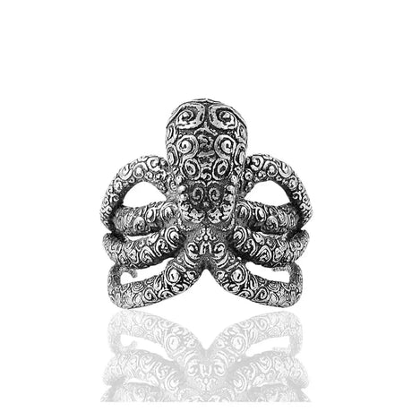 Sterling Silver Octopus Ring - Handcrafted Ocean-Inspired Statement Piece