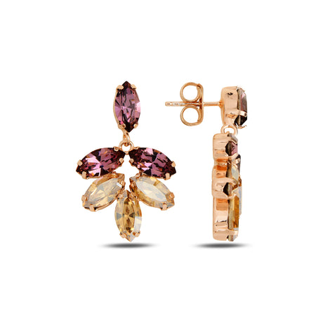 925 Sterling Silver Marquise Swarovski Chandelier Earrings - Floral Bloom