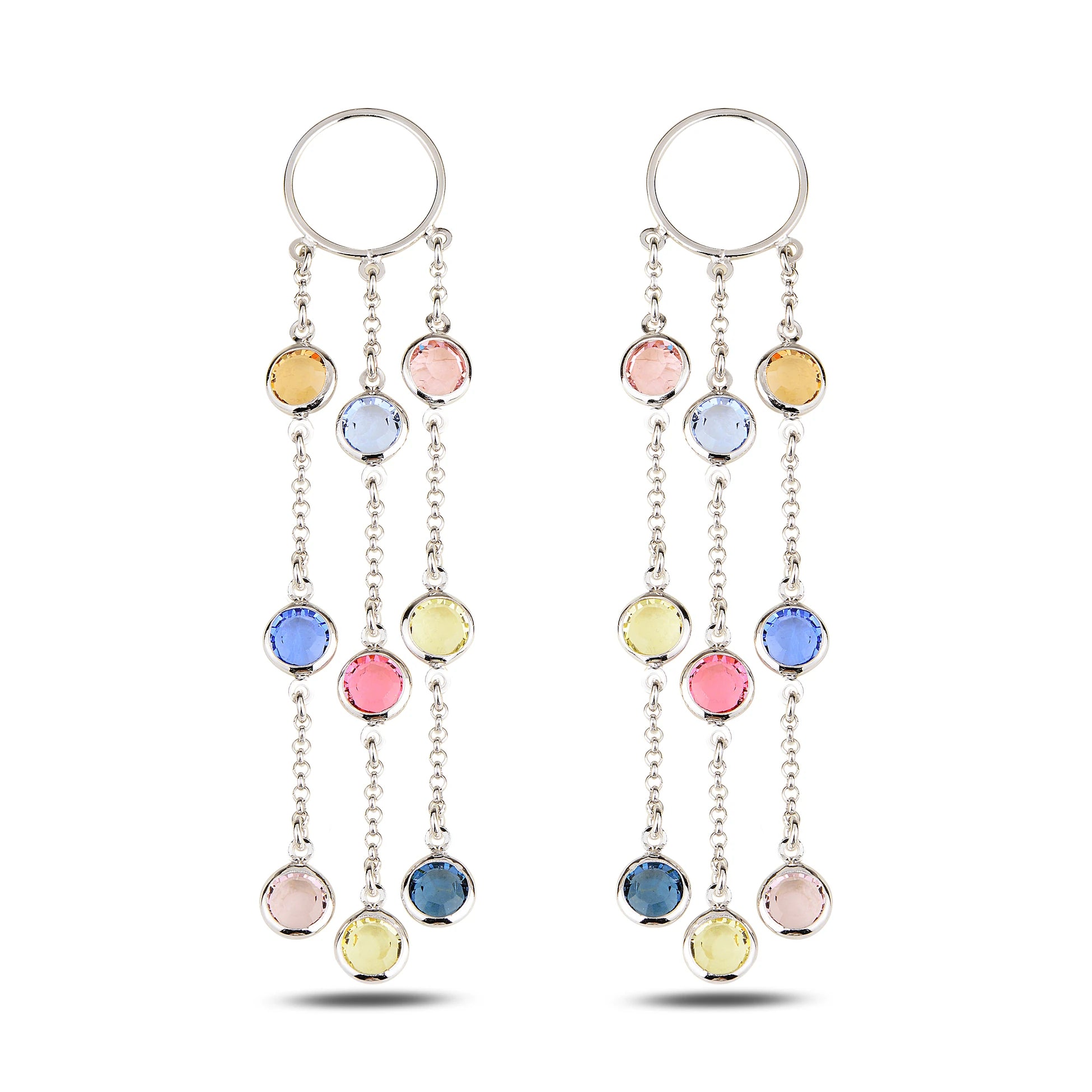 Colorful Gemstone Dangle Earrings - Vibrant Summer Sparkle
