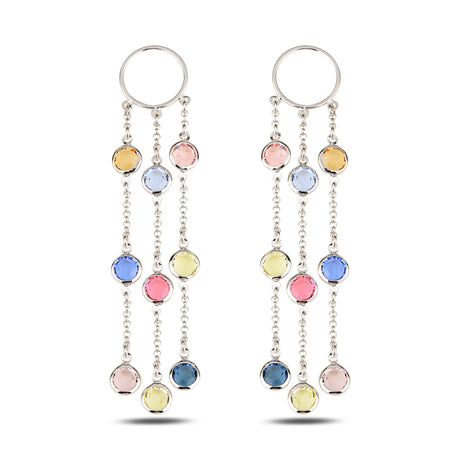 Colorful Gemstone Dangle Earrings - Vibrant Summer Sparkle