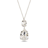 Rhodium Plated Sterling Silver Pear Cut Swarovski Crystal Necklace
