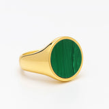 Malachite Gemstone Ring - 18K Gold Plated Elegance & Style