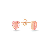Boucles d'oreilles cœur en argent sterling plaqué or jaune - Cristal Swarovski