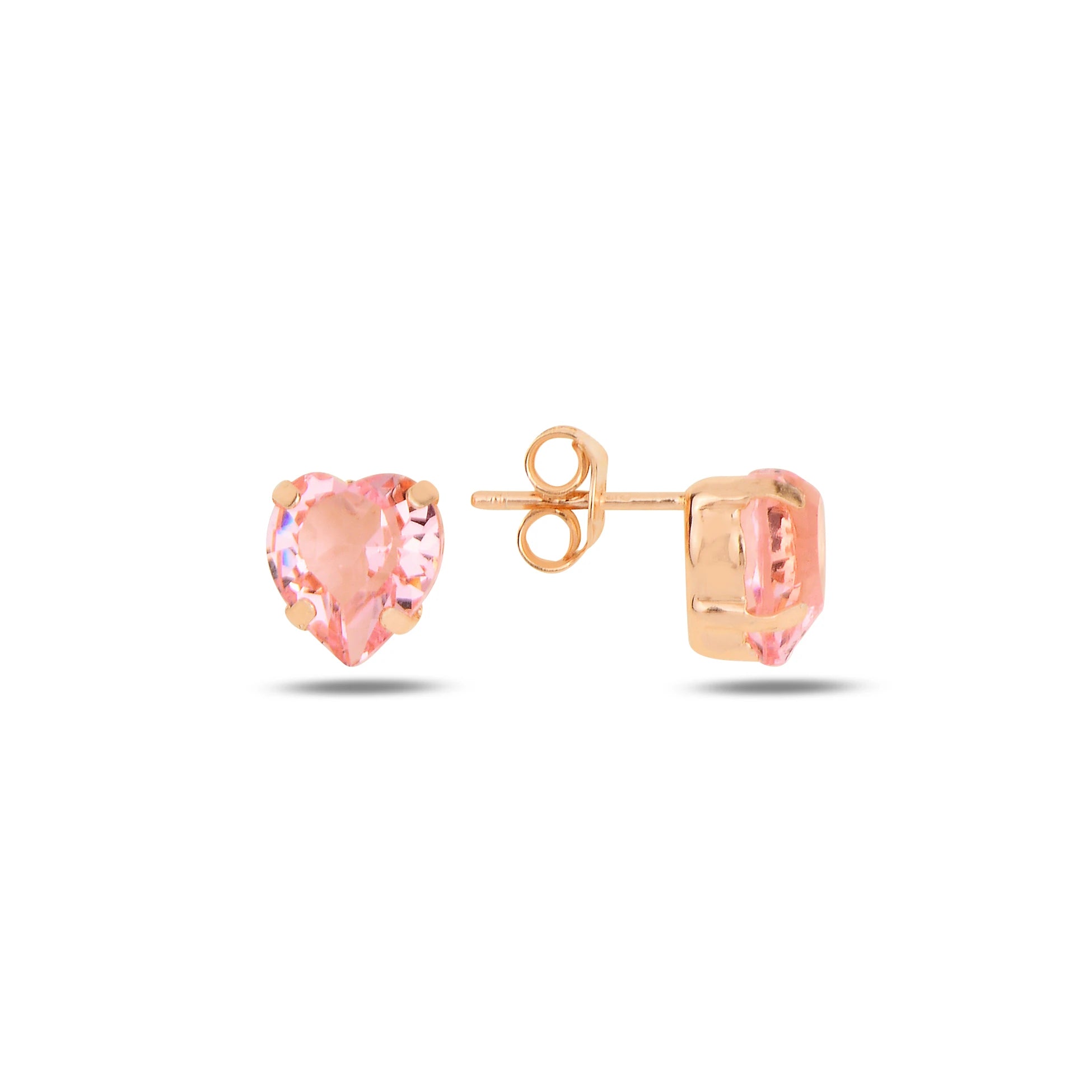 Boucles d'oreilles cœur en argent sterling plaqué or jaune - Cristal Swarovski