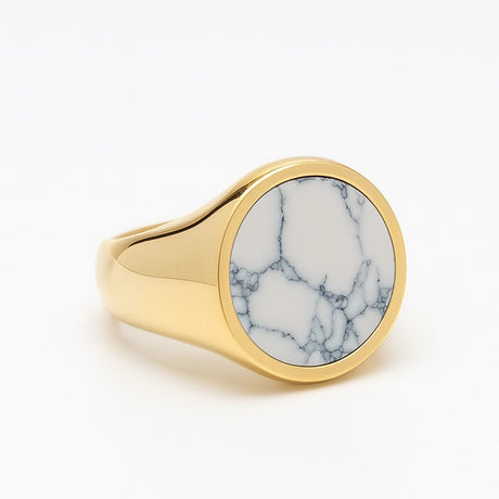 18K Gold Plated Howlite Ring - Chic Natural Stone Accent
