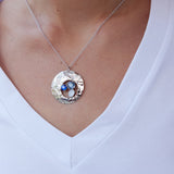 Sterling Silver Swarovski Crystal Necklace - Hammered Statement
