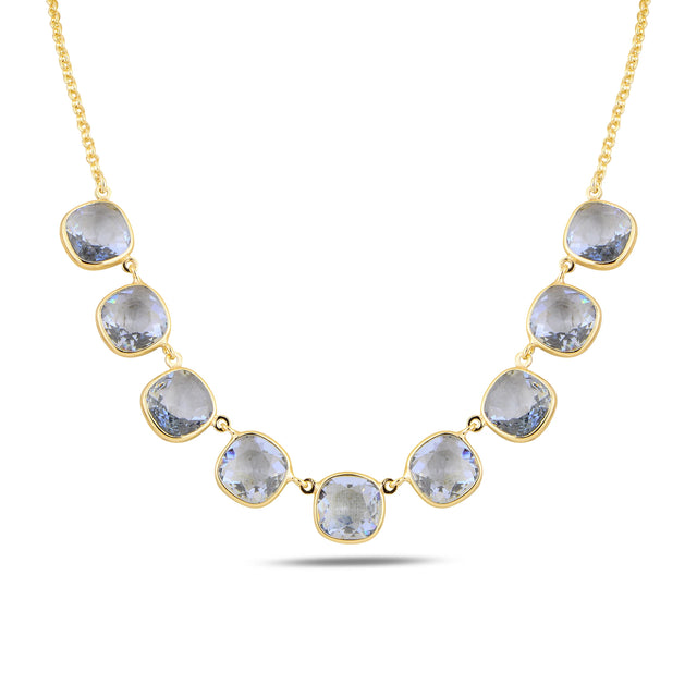 Elegant Sparkling Stone Row Necklace - Delicate Luminous Design