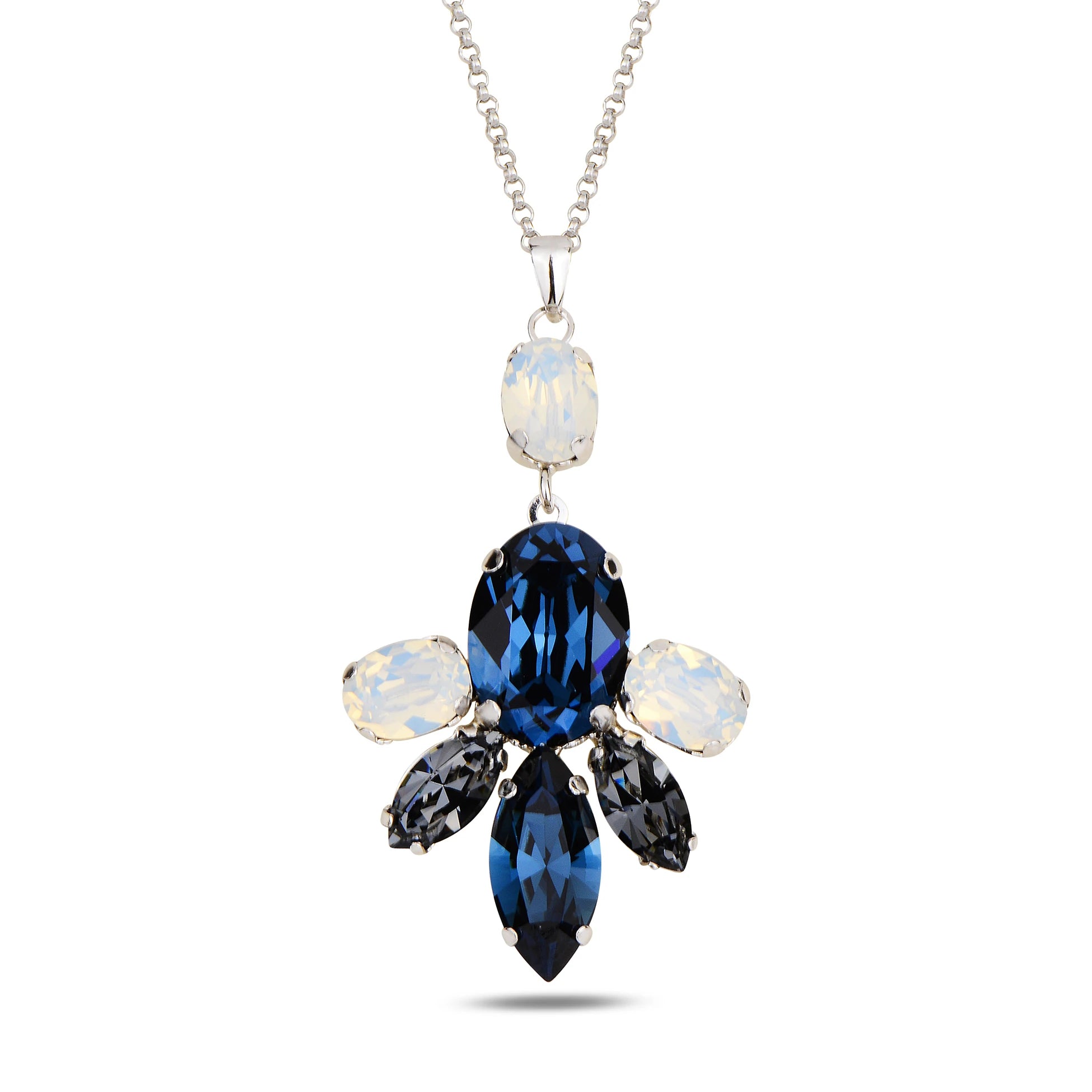 Sterling Silver Flora Statement Necklace with Marquise Swarovski