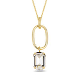 Sparkling Emerald-Cut Crystal Pendant Necklace - Modern Oval Design