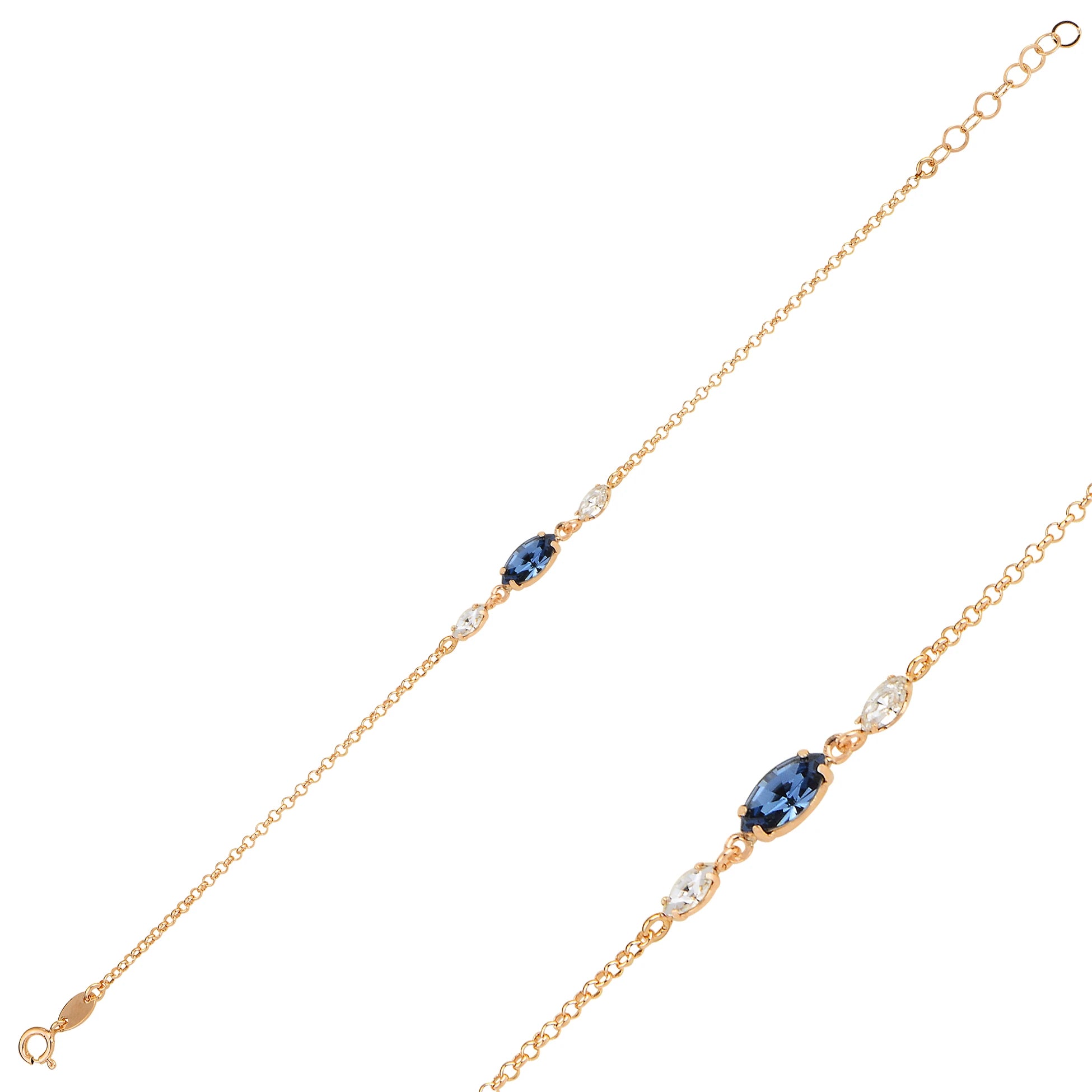 925 Sterling Silver Minimalist Bracelet - Marquise Swarovski Crystal