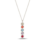 Sterling Silver Dangling Necklace - Colorful Swarovski Crystal Design