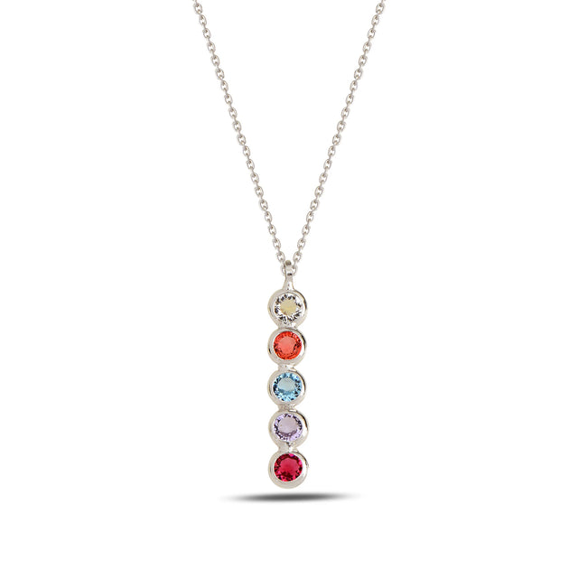 Sterling Silver Dangling Necklace - Colorful Swarovski Crystal Design