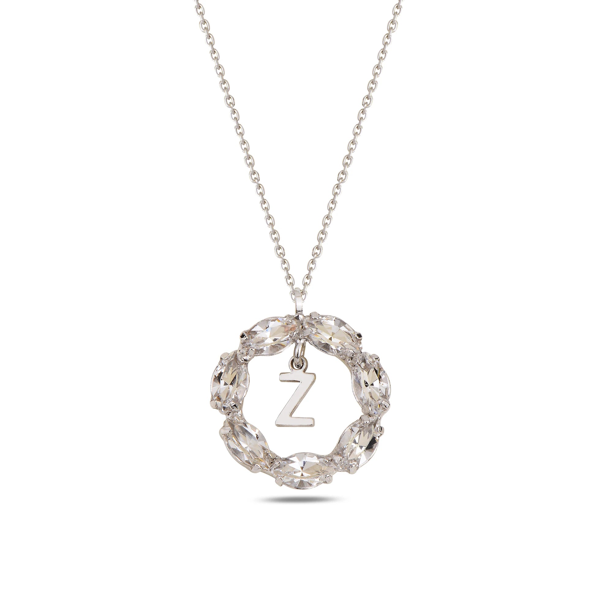 Collar de Plata de Ley con Letras y Cristales Swarovski Marquise