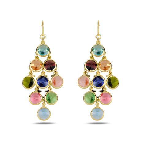 Vibrant Gemstone Chandelier Earrings - Sparkling Dangle Design