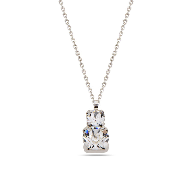 925 Sterling Silver Duo Necklace - Jet Hematite Swarovski Crystal