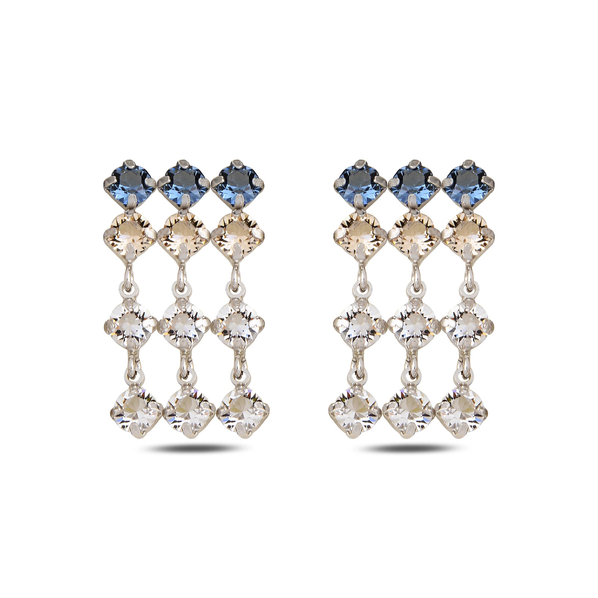 Elegant Blue Drop Earrings - Dazzling Sea-Inspired Vertical Design