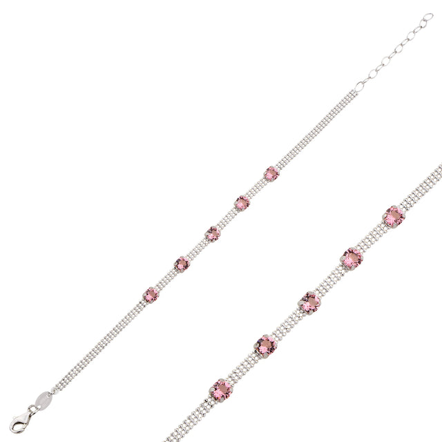 Elegant Half-Eternity Bracelet - Sparkling Stone Design