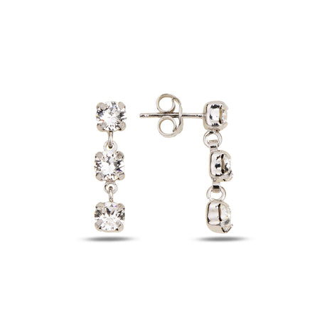 Sparkling Mini Drop Earrings - Trio Design for Effortless Elegance