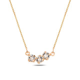 Sparkling Three Stone Pendant Necklace - Modern Horizontal Design