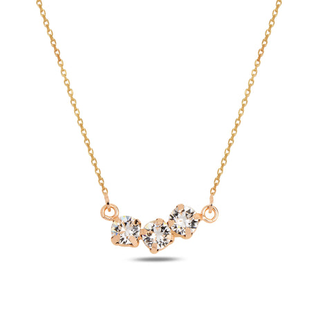 Sparkling Three Stone Pendant Necklace - Modern Horizontal Design