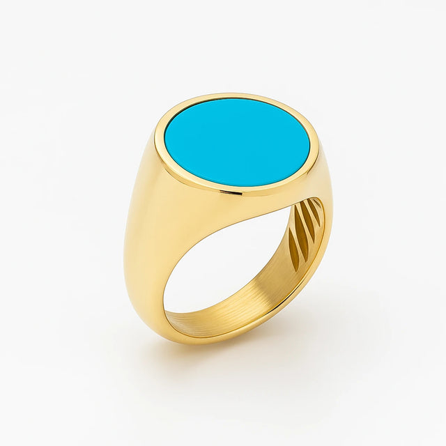18K Gold Plated Turquoise Ring - Vibrant Gemstone & Timeless Style