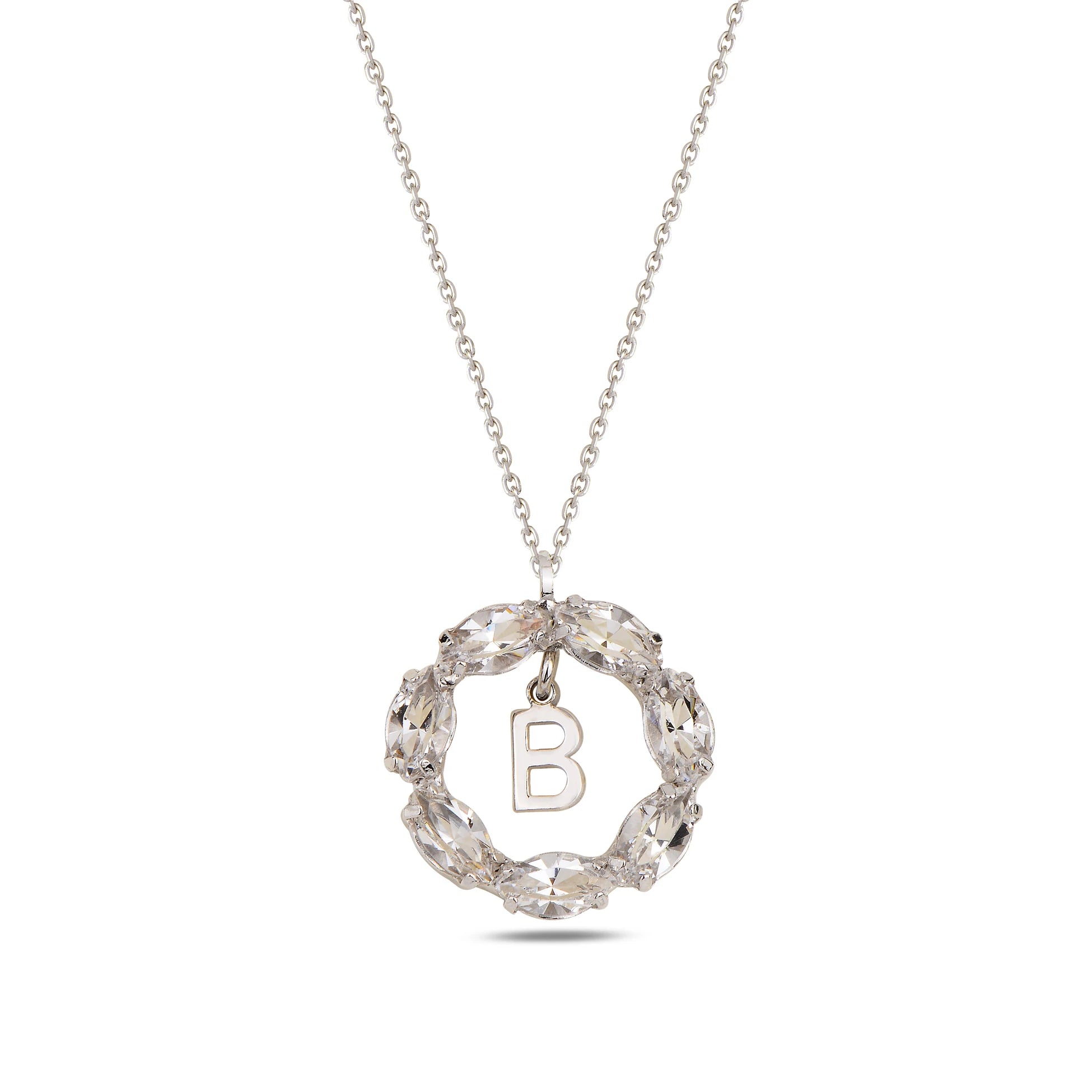 Collar de Plata de Ley con Letras y Cristales Swarovski Marquise