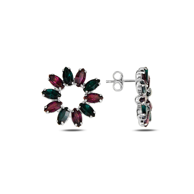 925 Sterling Silver Marquise Swarovski Crystal Flora Earrings
