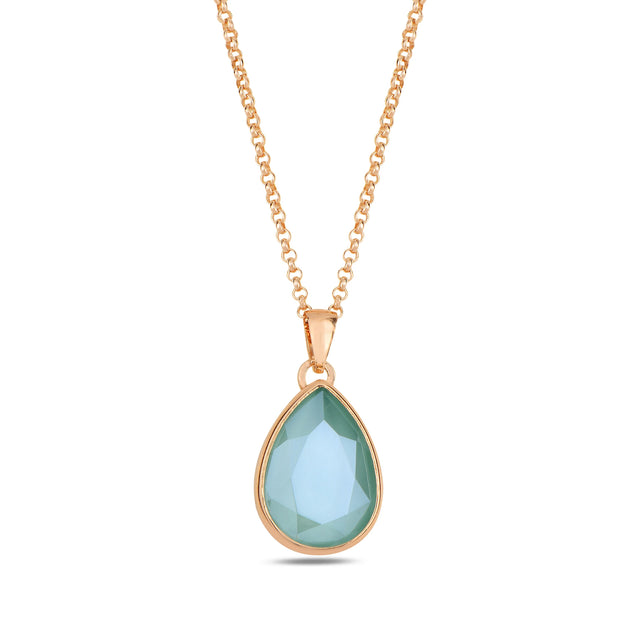 Cura Sterling Silver Topaz & Denim Blue Swarovski Pendant Necklace