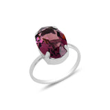 Sterling Silver Oval Swarovski Crystal Ring - Elegant Sparkle