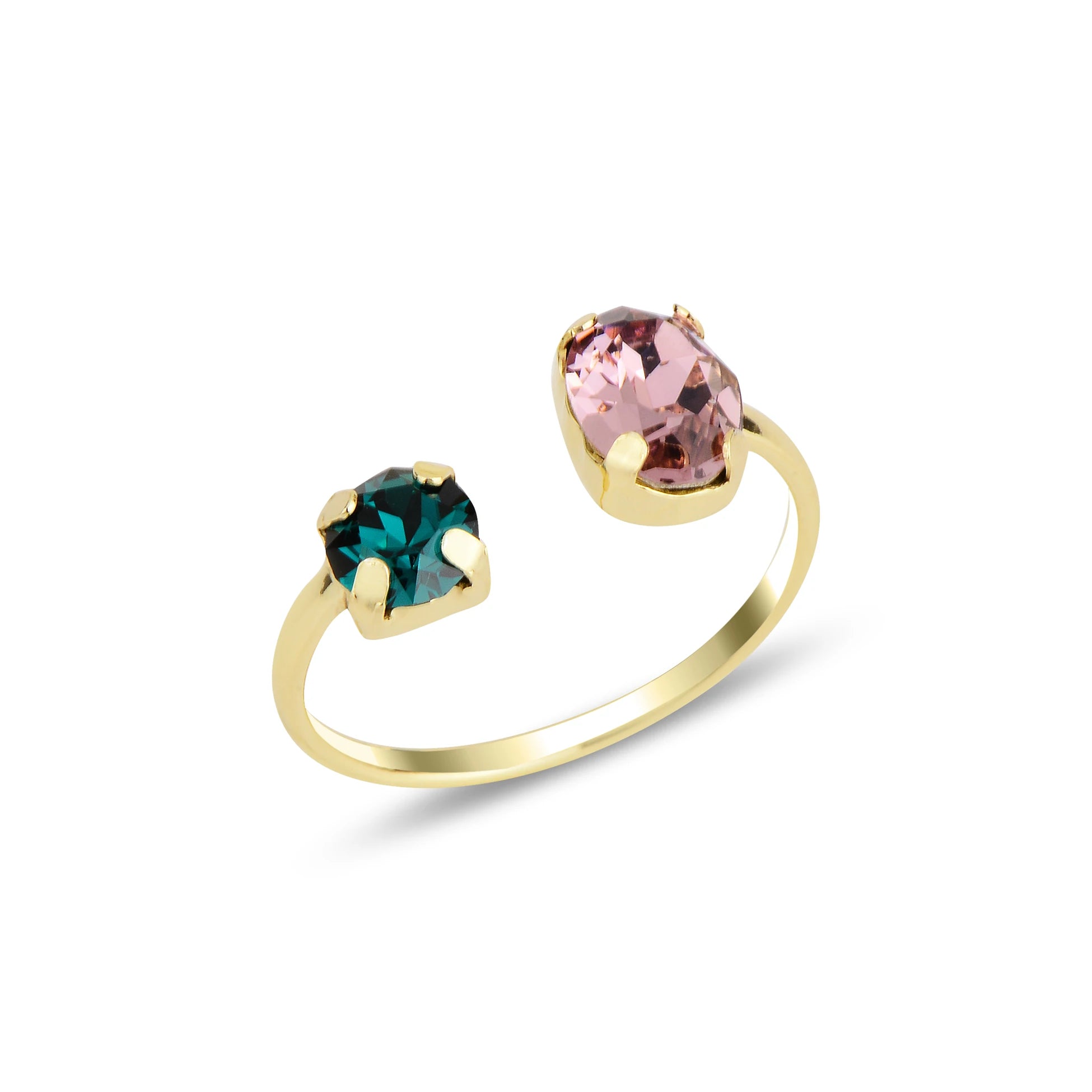 Sterling Silver Oval Swarovski Crystal Ring - Simple & Elegant