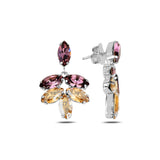 925 Sterling Silver Marquise Swarovski Chandelier Earrings - Floral Bloom