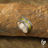 Distinctive Yellow & Red Enamel Wedding Band Ring