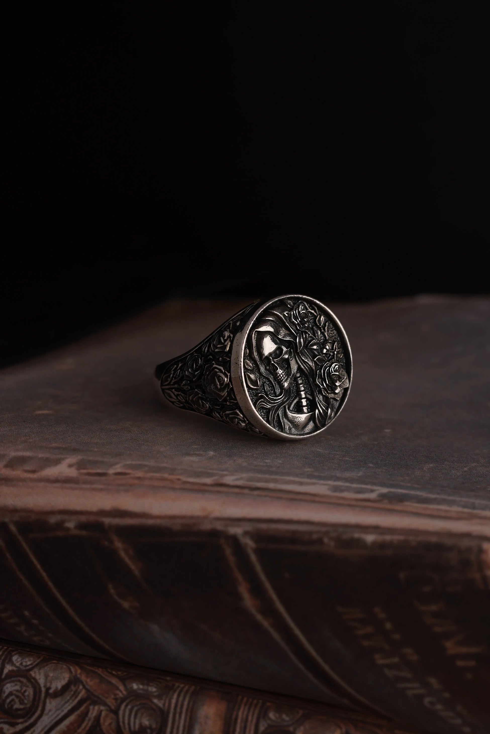 Professional Gothic Rose Skull Ring