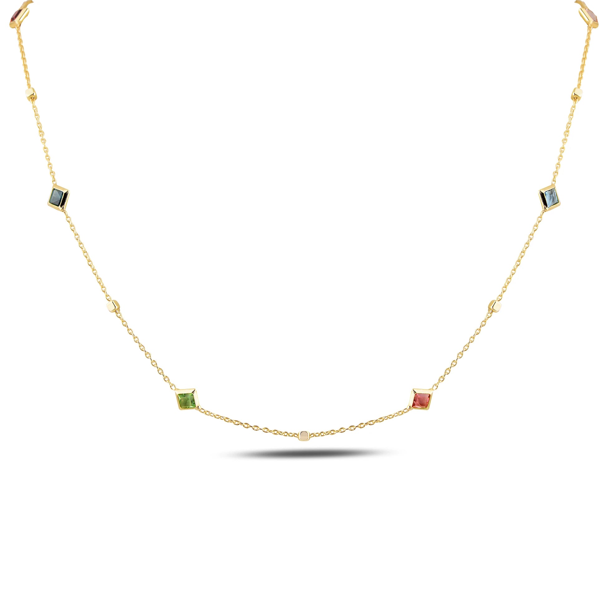 Geometric Square Link Necklace - Modern Elegance