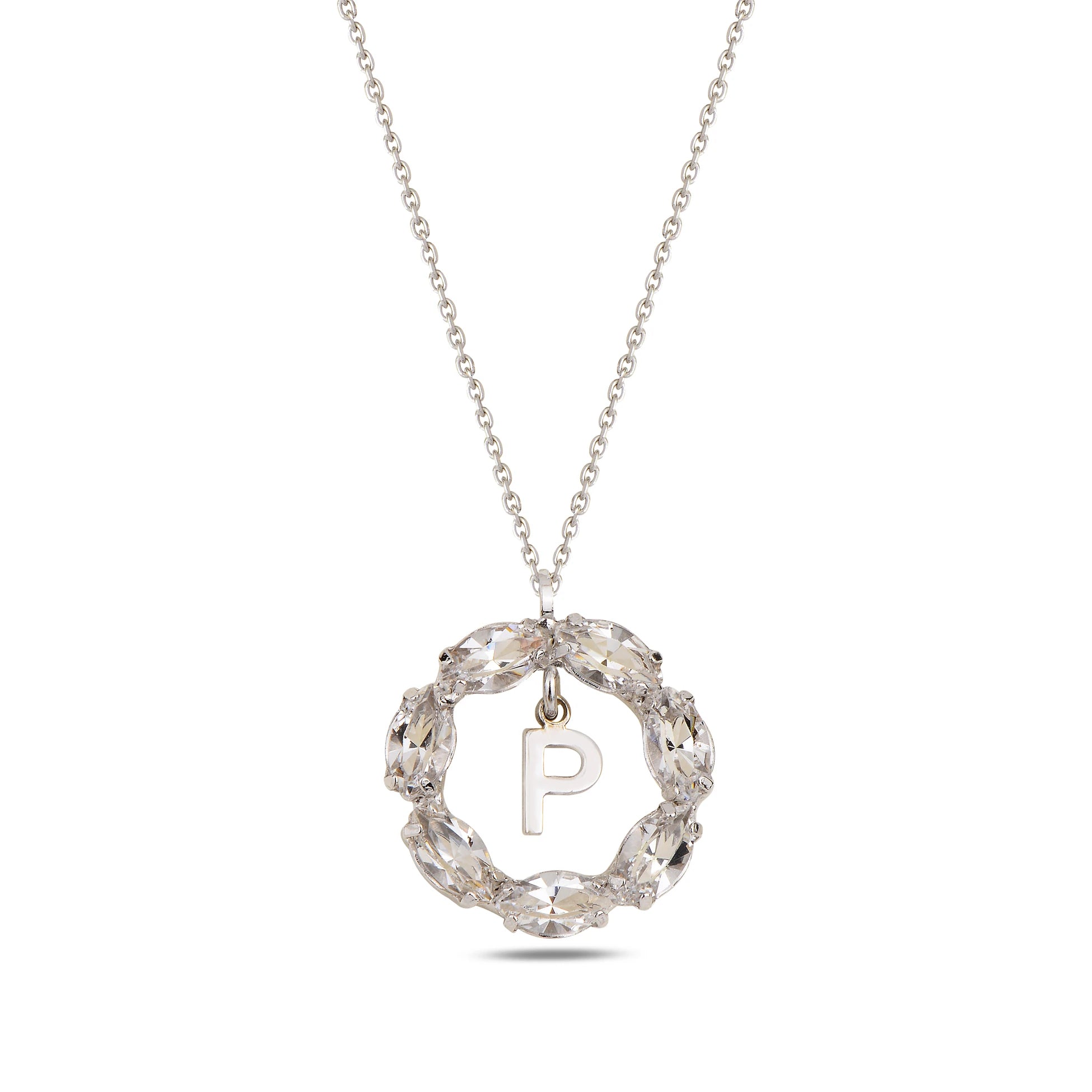 Collar de Plata de Ley con Letras y Cristales Swarovski Marquise