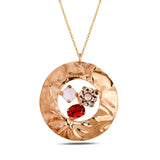 Sterling Silver Swarovski Crystal Necklace - Hammered Statement