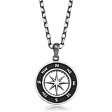 Sterling Silver Compass Pendant Necklace - Guiding Star Design
