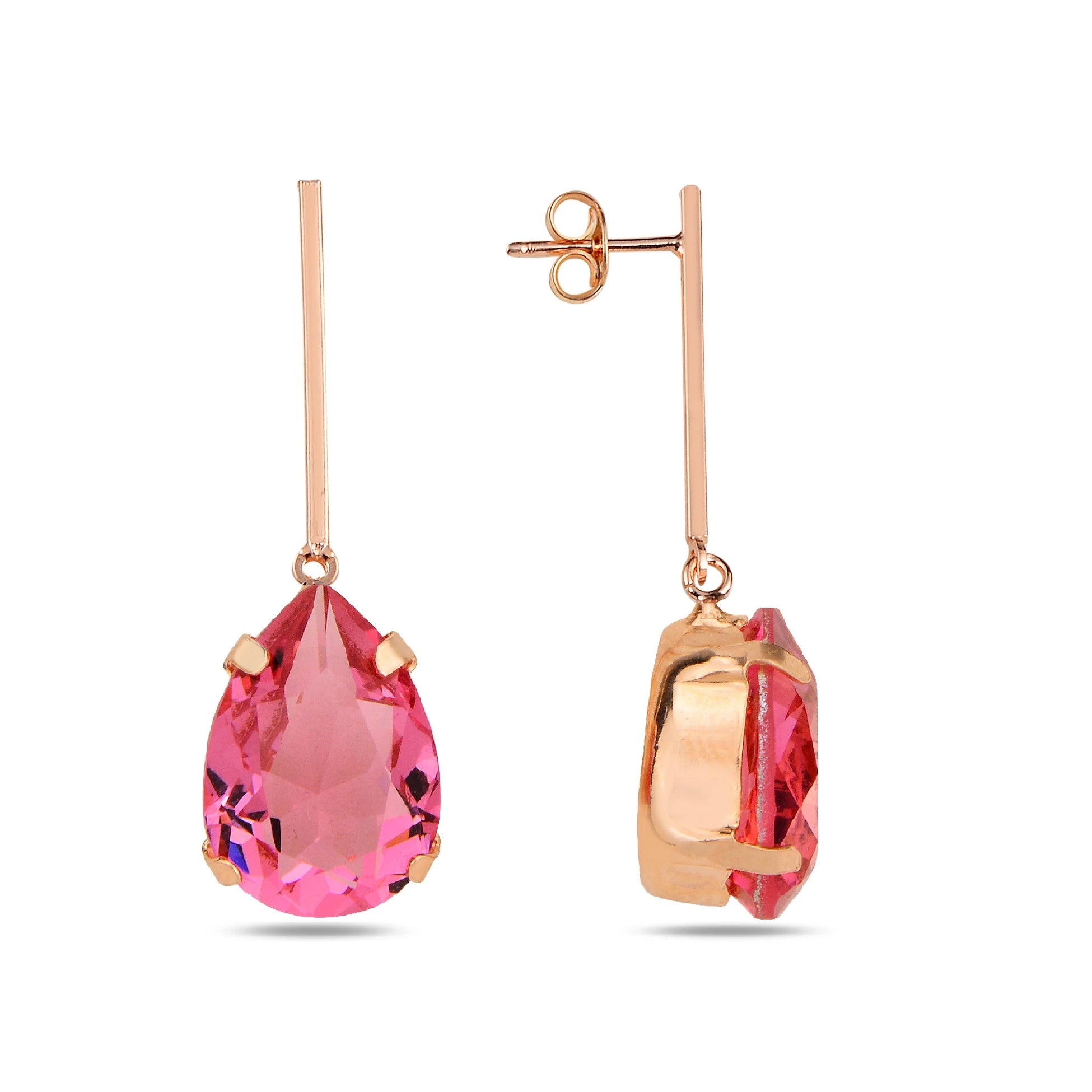 Rhodium Plated Sterling Silver Pear Swarovski Crystal Earrings - Dazzling