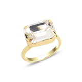 Emerald-Cut Crystal Cocktail Ring - Modern Oval Statement