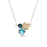 Collier cocktail féminin multi-pierres - teintes naturelles et tailles variées