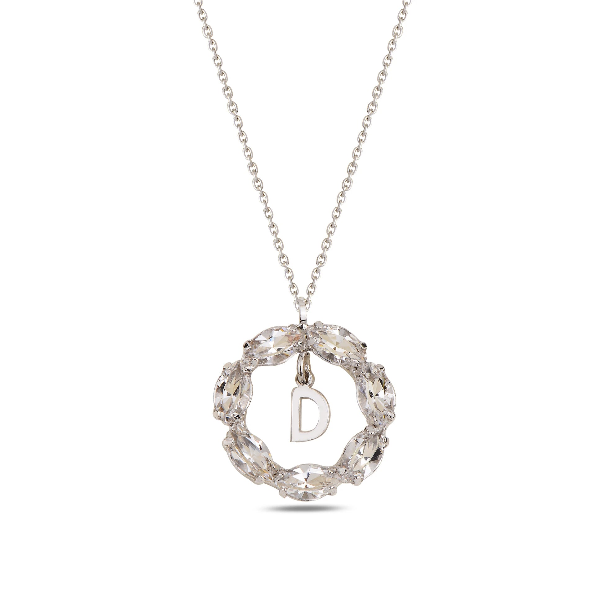 Collar de Plata de Ley con Letras y Cristales Swarovski Marquise