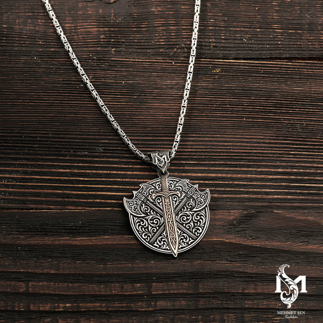 Sterling Silver Men's Axe Pendant Necklace - Bold & Distinctive Design