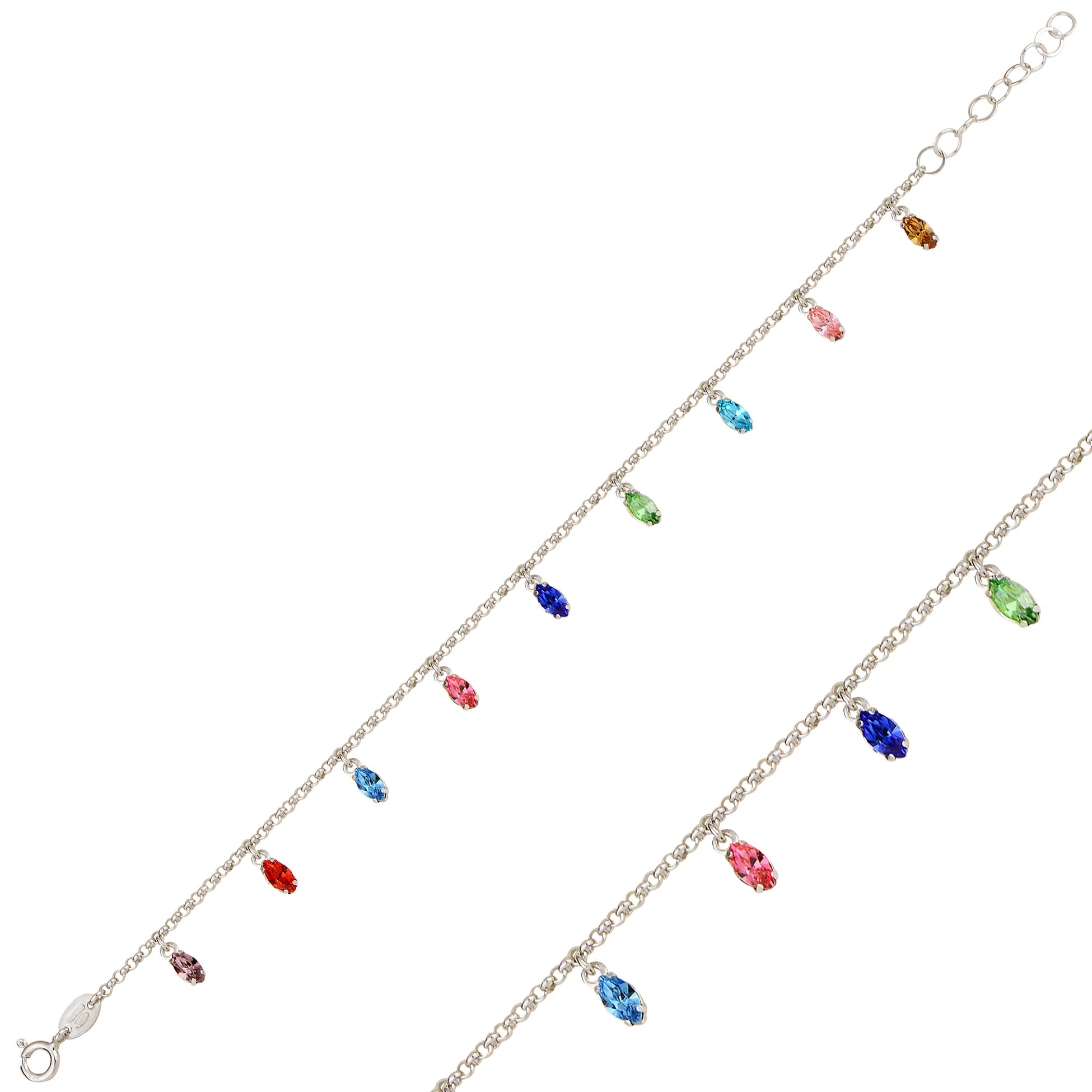 Sparkling Sterling Silver Marquise Crystal Dangle Bracelet