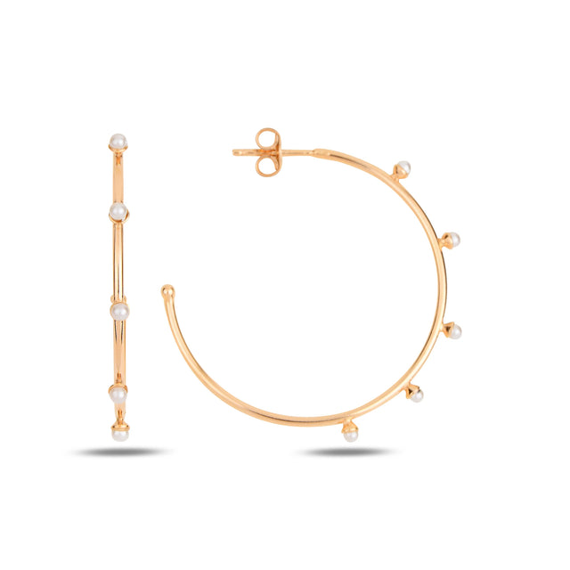 Freshwater Pearl Hoop Earrings - Elegant Minimalist Design