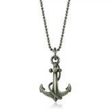 Sterling Silver Nautical Anchor & Rope Design Pendant Necklace, Ocean-Inspired
