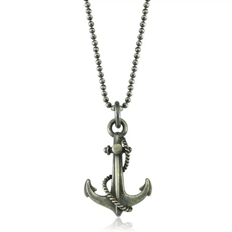 Sterling Silver Nautical Anchor & Rope Design Pendant Necklace, Ocean-Inspired