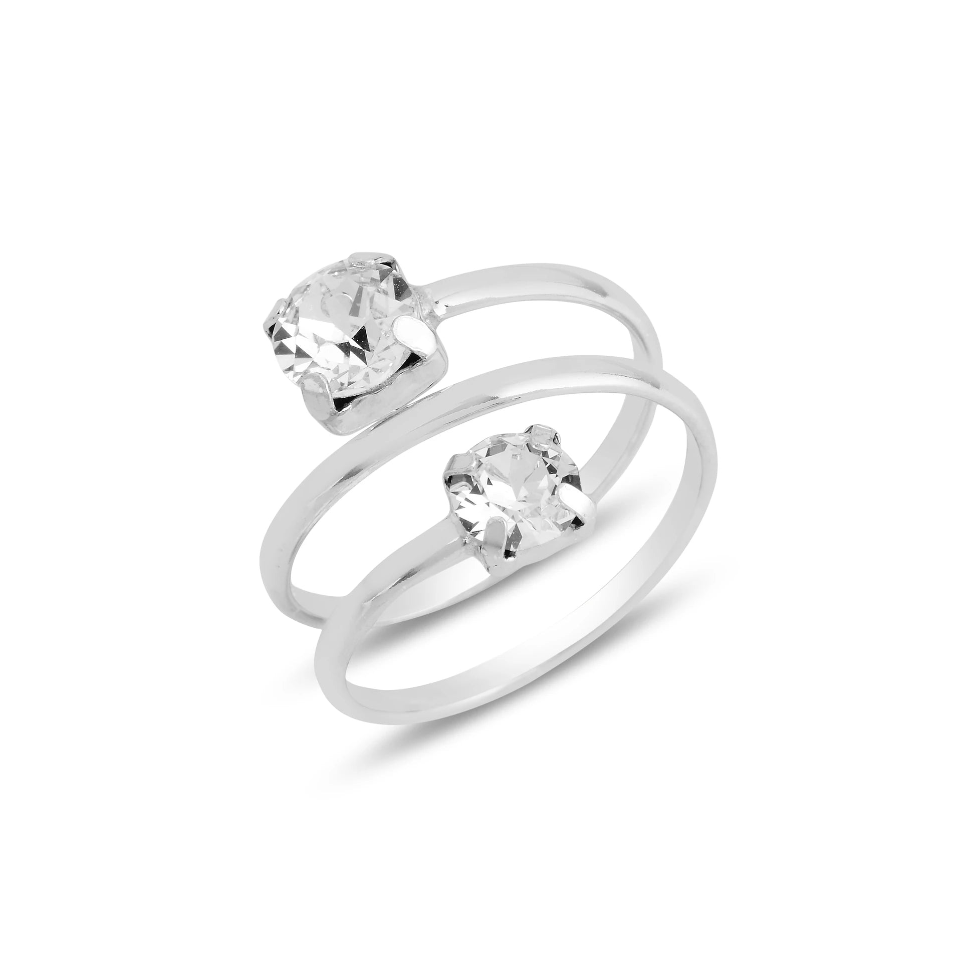 Oval Cut Crystal Spiral Ring - Timeless Elegance