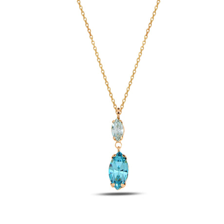 Sterling Silver Neptune Pendant Necklace - Marquise Swarovski Crystal